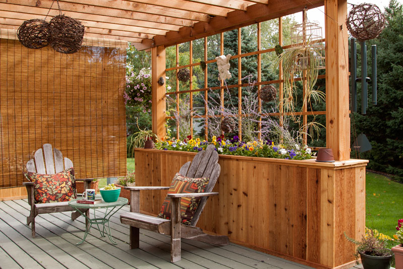 Custom garden pergola with seating area